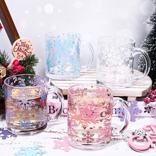 Set de 4 Mugs de Vidrio con Copo de Nieve 12 oz miniatura 3