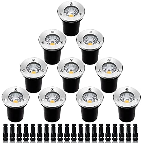 ELEGLO Led Landscape Lights Low Voltage 5W Well Lights,Low Voltage Landscape Lighting,IP67 Waterproof In-Ground Lights for Garden,Yard, Driveway, Deck,Pathway Lights(12V/24V Warm White 10Pack) Cover