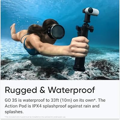 Insta360 GO 3S (Black) 64GB Tiny Mighty 4K Action Vlogging Camera, Portable, Mount Anywhere, Waterproof, Stabilization, Hands-Free POV, + Action Pod and Wearable Accessories + Selfie Stick + Tripod