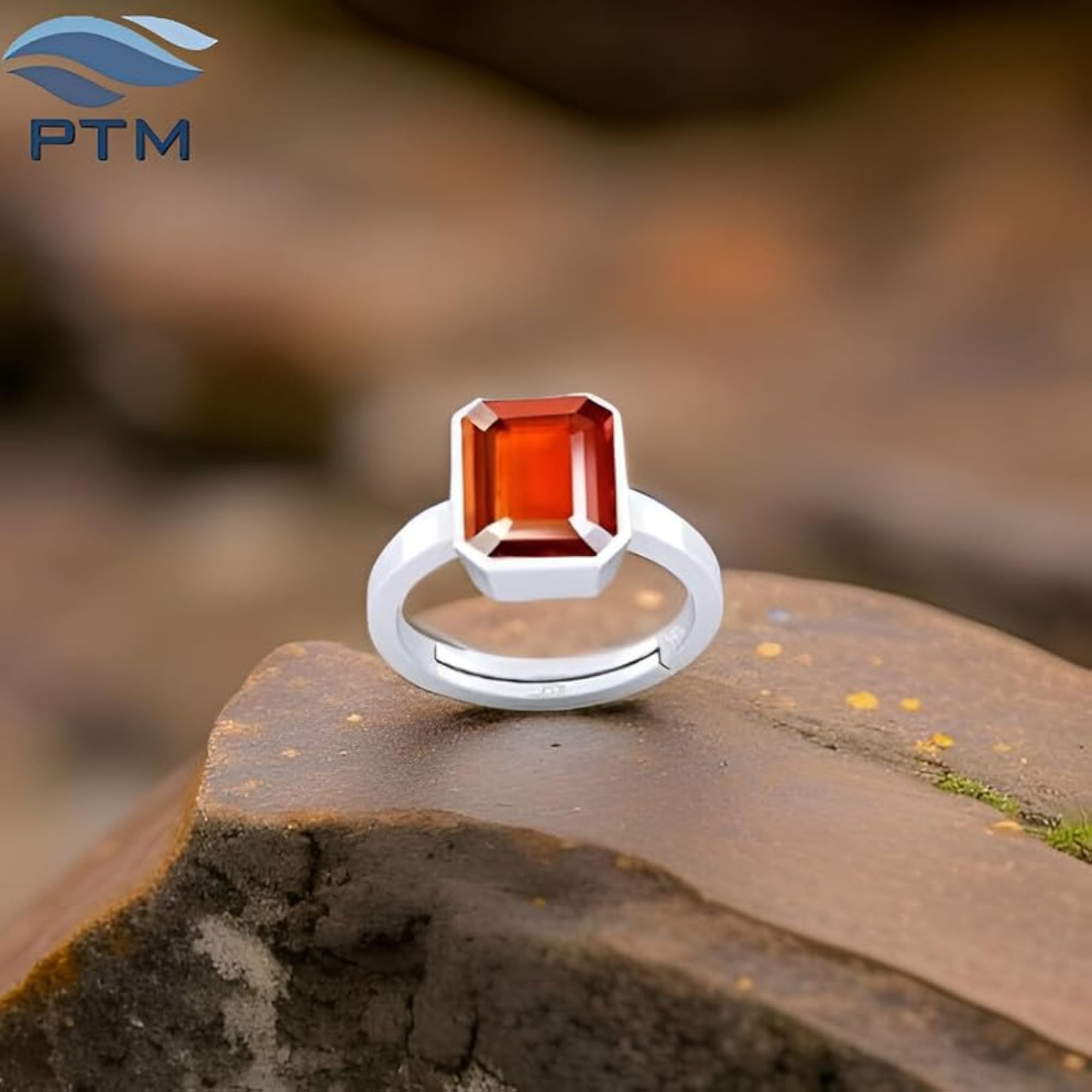 925 Sterling Silver Hessonite Gomed Adjustable Ring, Unisex