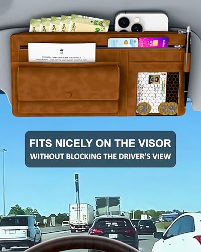Image of FEDUS Pack of 2 Premium Car Sun Visor Organizer and Storage Car Document Holder, Sunglasses Holder for Car, Car All New Accessories Multipocket Pouch Auto Interior Accessories for Truck, SUV, Van