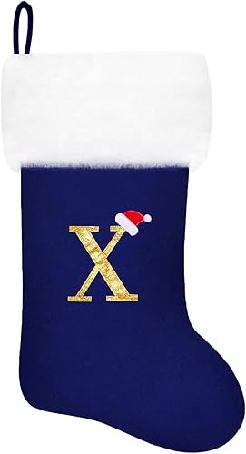 Miniatura 85 de Calcetines de Navidad bordados de 20 pulgadas con monograma, terciopelo rojo con puño de felpa blanca supersuave, adornos clásicos para decoración