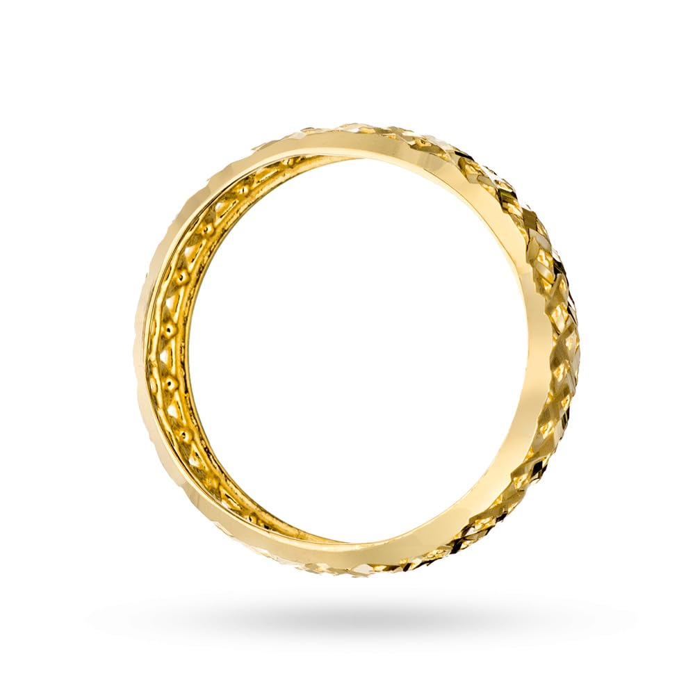 MARKO Goldring Damen 333 Echtgold 8 Karat Gelbgold – breiter Bandring mit durchbrochenem Netzdesign, strukturierter Ring Gold Damen, glänzender Goldschmuck, eleganter Schmuckring