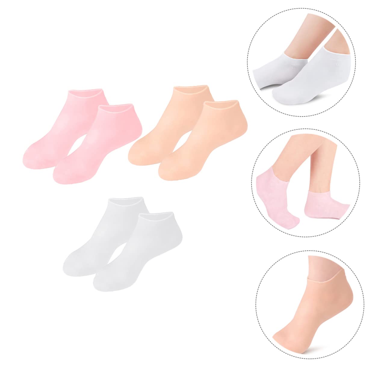 MUSISALY 3Pairs Moisturizing Foot Cover Socks for Women Hydrating Foot Care Socks Exfoliating and Cracking Treatment for Home Pedicure