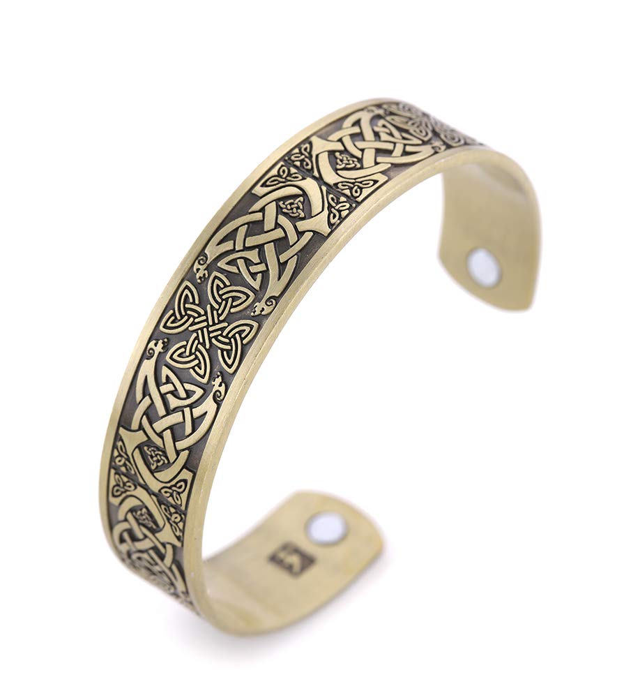 cooltime Maltese Trinity Cross Bangle Bracelet Celtic Symbol Jewelry for Men Women (Yellow)