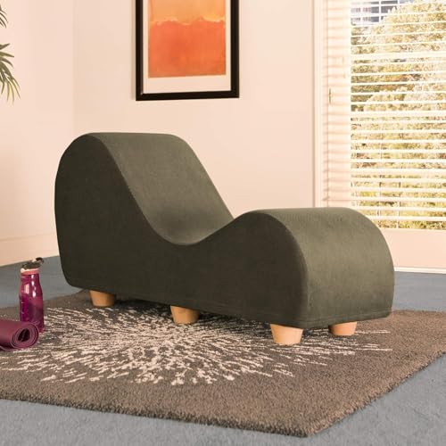 Image of Faux Leather Yoga Stretch Chair Couch - Play, Relax & More | Love Seat for Couples, Fun, & Flexibility! (Moss)