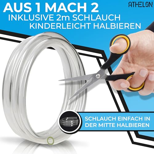ATHELON® Handpumpe für Benzin, Diesel, Wasser & Öl - XL Umfüllpumpe inkl. Flüssigkeitsregler und 2m Schlauch - Verbesserte Schlauchpumpe [2024] - Zuverlässig & Auslaufsicher