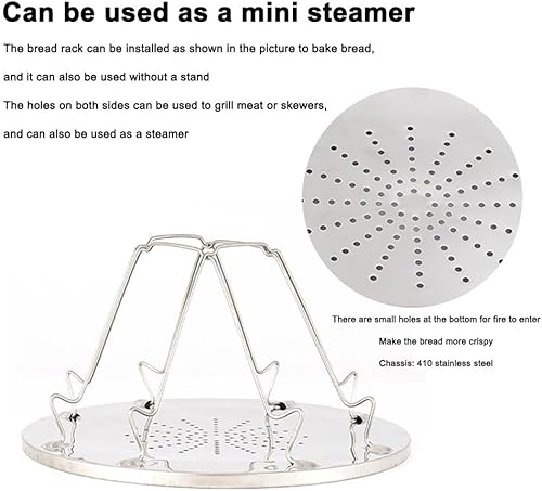 Miniatura 5 de Tostadora portátil para estufa de gas, tostadora plegable para estufa de campamento, tostadora de acero inoxidable para 4 rebanadas de pan, para