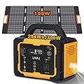 Solar Generator 300W Portable Power Station with 100W Foldable Solar Panel, 294Wh Lithium Battery, 120V/300W AC Outlet, Quiet Generators for Home, RV, Outdoor, Camping and Emergencies Use