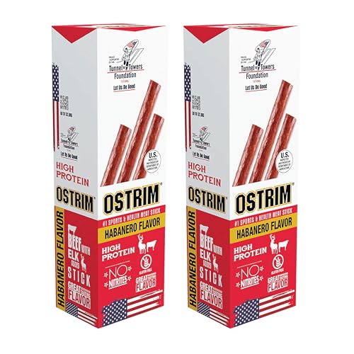 Ostrim (1.5oz) High Protein Snack Stick, (2 Packs of 10) (1.5, Teriyaki (Beef & Elk))