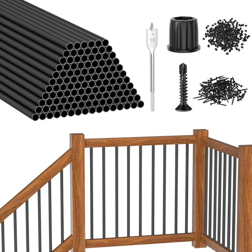 Balaustres para barandilla de cubierta en terrazas modernas de aluminio negro redondo