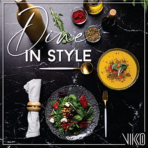 Vikko Salad Plate, Set Of 4 Glass Plates, 8.5 Inch Dessert, Salad, Appetizer Plate, Elegant Textured Glass Design, Stackable Plates, Dishwasher Safe #TOP2