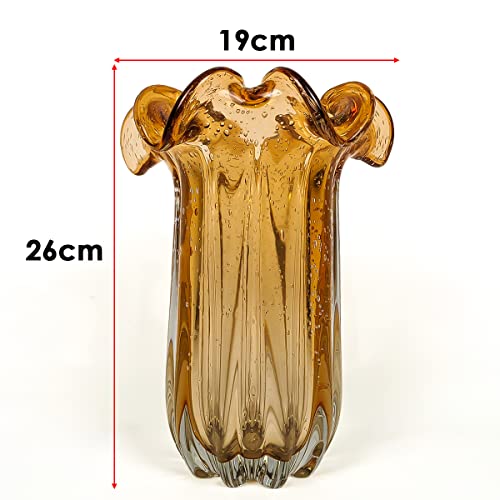 Vaso para flores de Vidro Murano 19x24cm Decorativo para Centro de Mesa Sala de Jantar Decoração Est