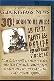 Doppelkarte mit Umschlag Glückwunschkarte zum 30. Geburtstag ~ Born to be wild! ~ Bulldogge auf Motorrad