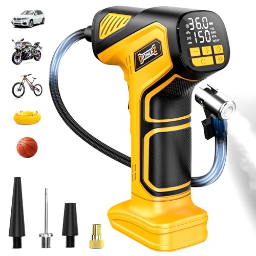 150PSI Tire Inflator Portable Air Compressor: Cordless Air Pump Compatible with Dewalt 20V Battery - Car Tire Pump with Digital Pressure Gauge & LED Light for Auto, Motorcycles, Bikes, Ball(Bare Tool)