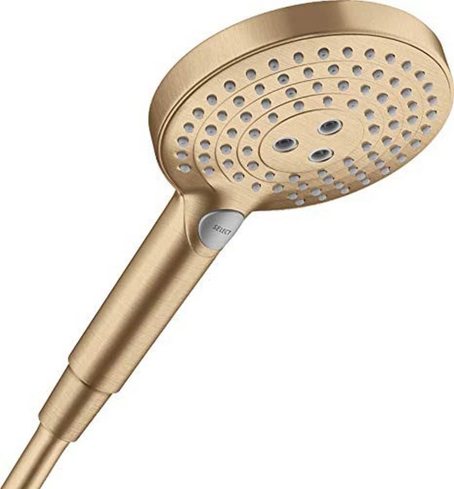 hansgrohe Raindance Select S - shower head, hand shower round (125 mm) with 3 sprays, with anti-limescale function, brushed bronze, 26530140