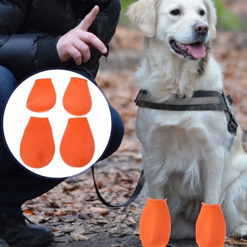 Image of UKCOCO 4 Pack Waterproof Dog Shoes Non-Slip Pet Rain Boots for Small Dogs and Cats Paw Protectors for Outdoor Walking Keep Paws Dry Clean and Warm Size S