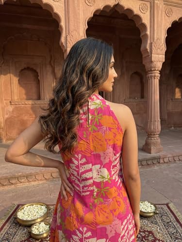 Image of OOMPH! Women's Hulter Neck Kurta & Bottom Set | Straight Kurta Outfits | Ethnic Set | Kurti Set for Woman