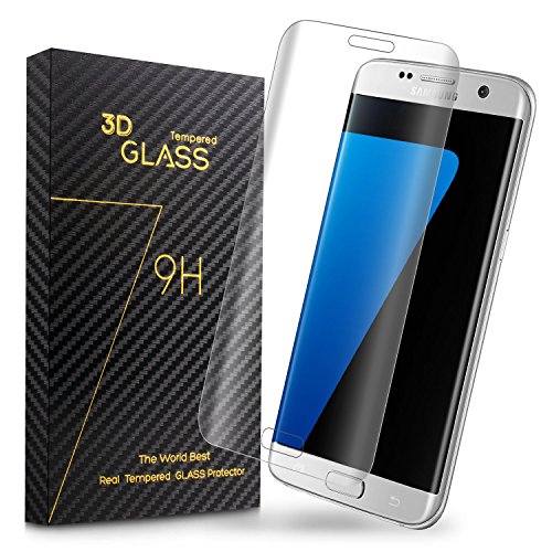 Sunnest Sumsung Galaxy S7 Edge Screen Protector, 3D Curved Full Coverage Tempered Glass Screen Cover with 9H Hardness Ultra HD Clear Anti-Bubble Scratchproof, Transparent