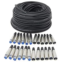 Your Cable Store DIY Make Your Own Custom Length XLR Cable Kit 250 Ft of 28 AWG Balanced XLR Cable, 12 XLR Male Connectors and 12 XLR Female Connectors