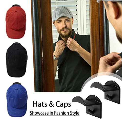 Jcutelry 16Pcs Adhesive Hat Racks For Wall-Minimalist Baseball Caps Hooks Organizer Design，Cap Capers Holder Wall Mount,No Drilling&Simple Fashion,Multi Purpose Hangers Display For Closet/Door,Black #TOP5