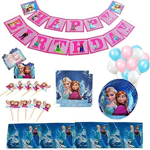 GK Galleria Frozen 2 Birthday Party Supplies for 12 Princesses with 60 Plus Items - Birthday Party Supplies - Frozen Party Supplies - Princess Birthday Party Supplies - Princess Party Decorations -
