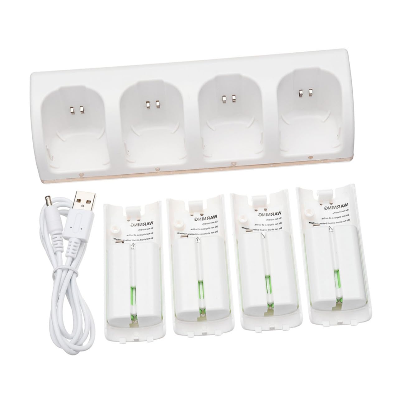 Caricabatterie USB a 4 Slot per Batterie Ricaricabili Bianco