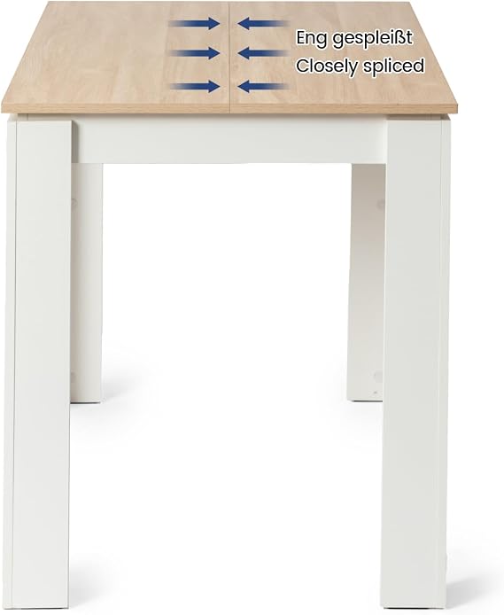Dining Table Kitchen Table Scandinavian Style Table for 4, 120 x 70 x 75 cm, Oak and White