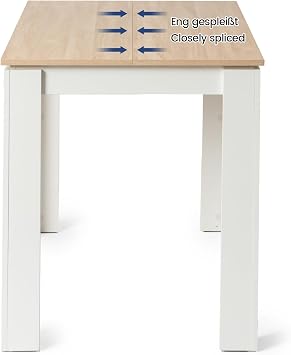 Dining Table Kitchen Table Scandinavian Style Table for 4, 120 x 70 x 75 cm, Oak and White