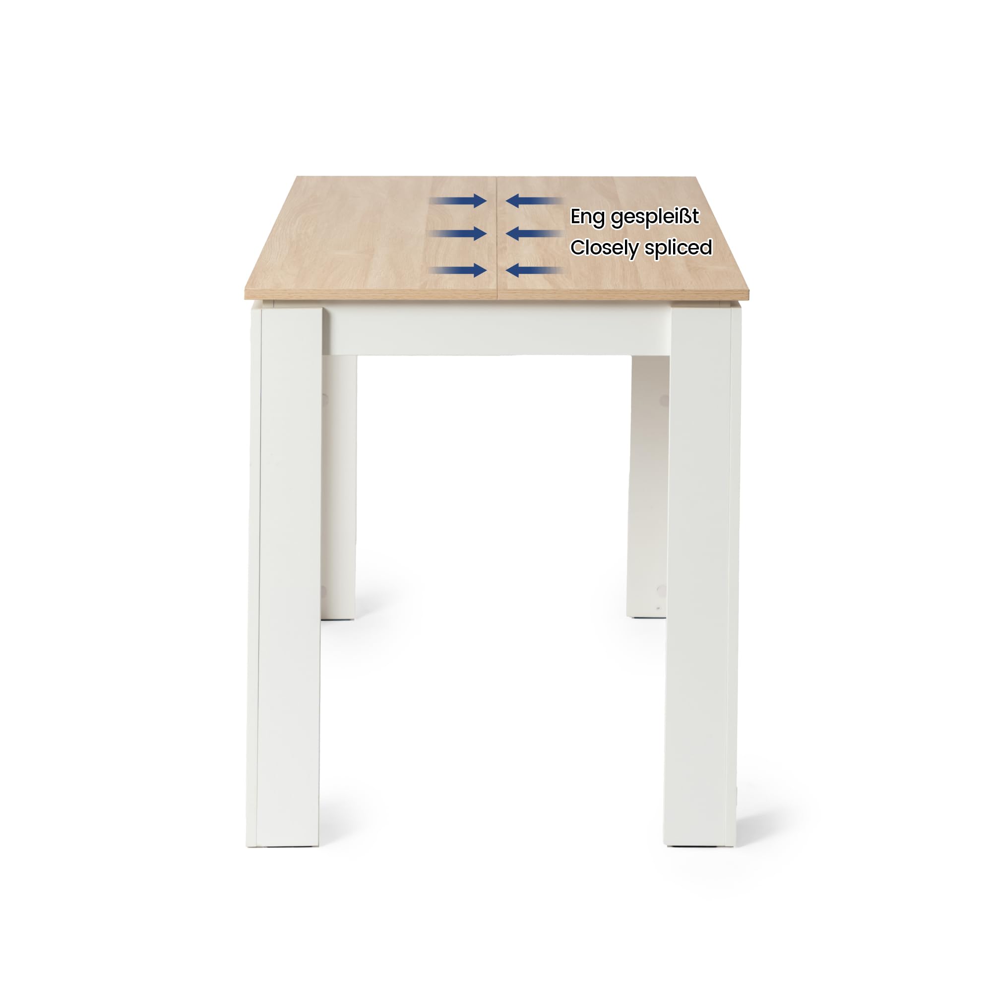 Table à Manger, Table de Cuisine en Bois, Style Scandinave, 4 Personnes, 120x70x75cm, Chêne et Blanc