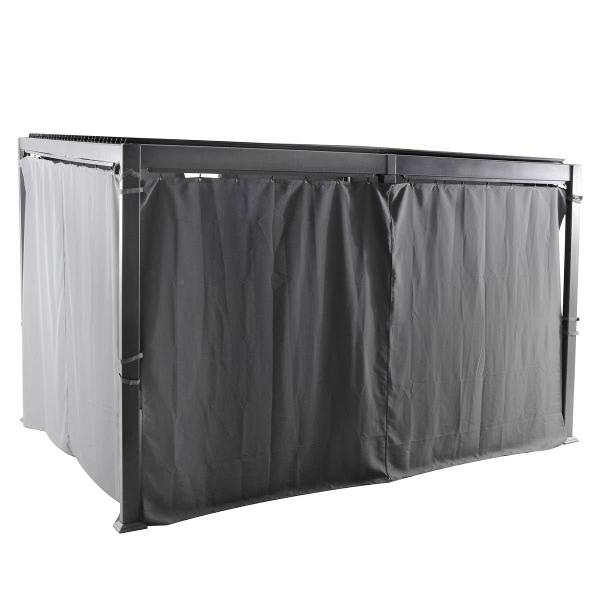 Hespéride - Kit 6 Rideaux Ardoise pour Pergola Avila 4x3 m - Polyester Déperlant, Opaque, Vendu sans Structure - pour Fermer Tonnelle, Jardin