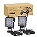 SKYWORLD 2pcs 4" 48W Portable LED lumière de travail Offroad Carré Spot interrupteur allume cigare avec support de base magnétique pour remorque tracteur camion ingénierie maintenance camping