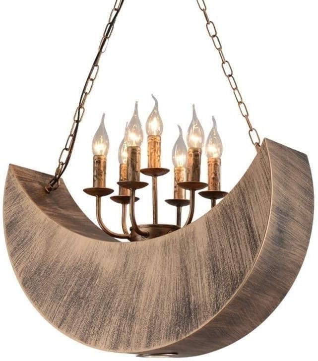 LED Modern Chandelier Lamp, 7 Lights - Retro Crescent Boat Ceiling Pendant Lamp Industrial Wrought Iron Hanging Light Fixture