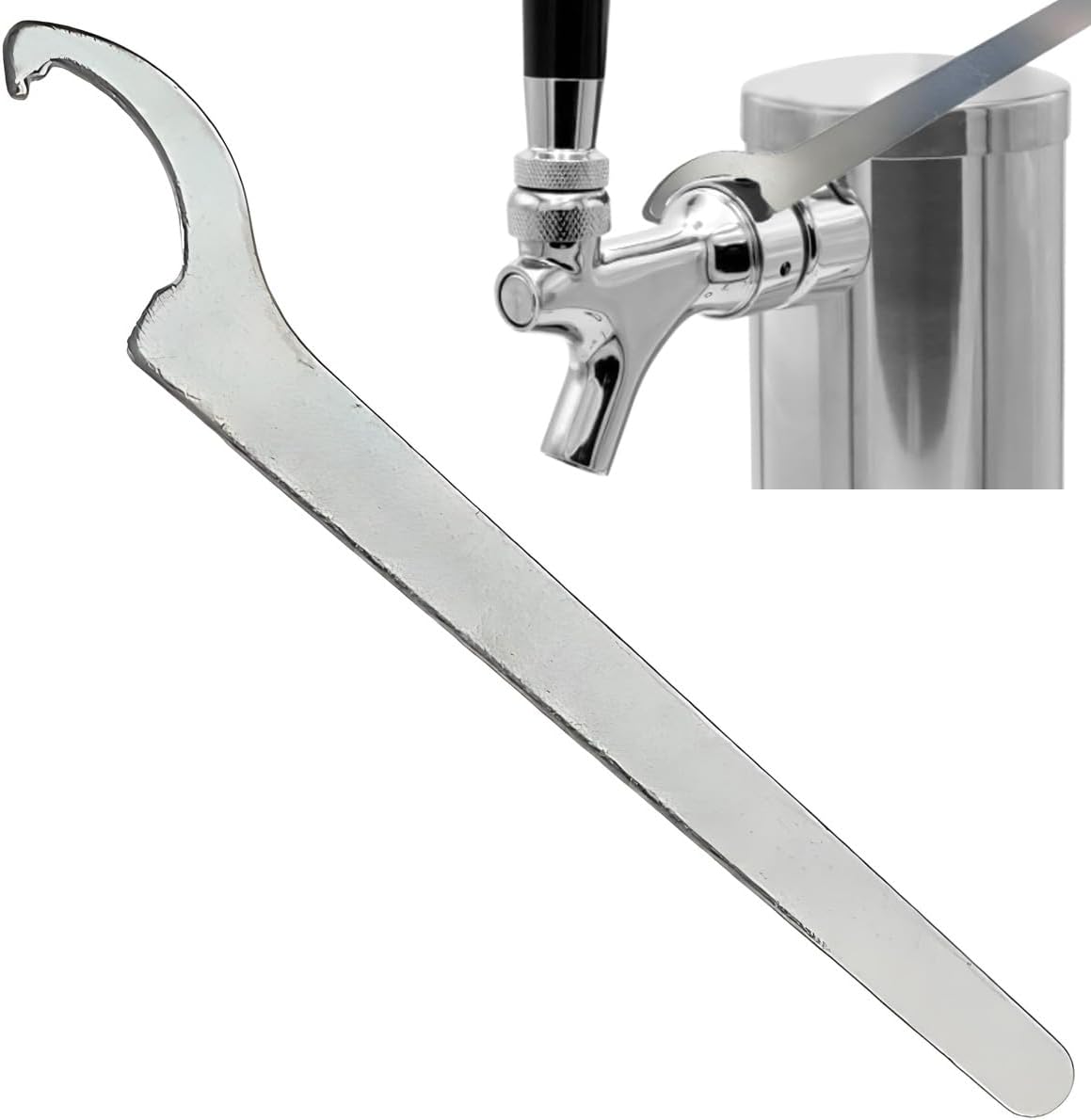 Extended Handle Heavy Duty Steel with Galvanize Beer Tap Faucet Wrench Crescent Wrench for Draft Beer Systems Spanner