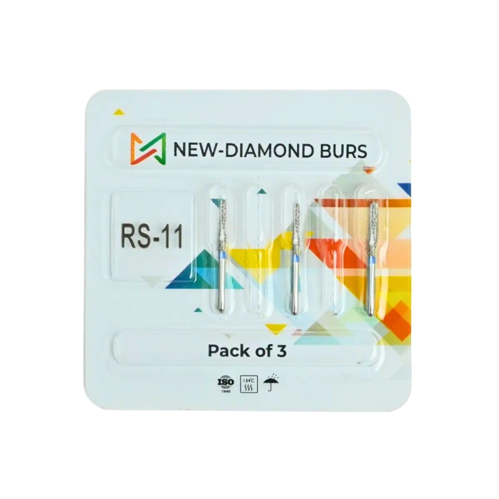 InstruDent Diamond Rounded Shoulder Bur RS-11 (Pack of 3) | Precision Crown Preparation | Smooth, Controlled Cutting | Durable Diamond Coating
