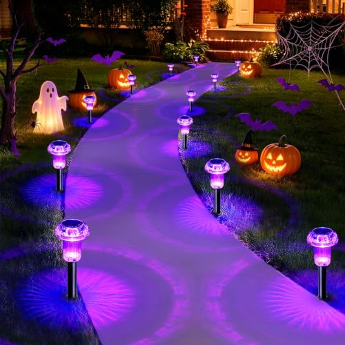 Priddop Solar Halloween Lights Outdoor Waterproof 8 Pack Halloween Decor