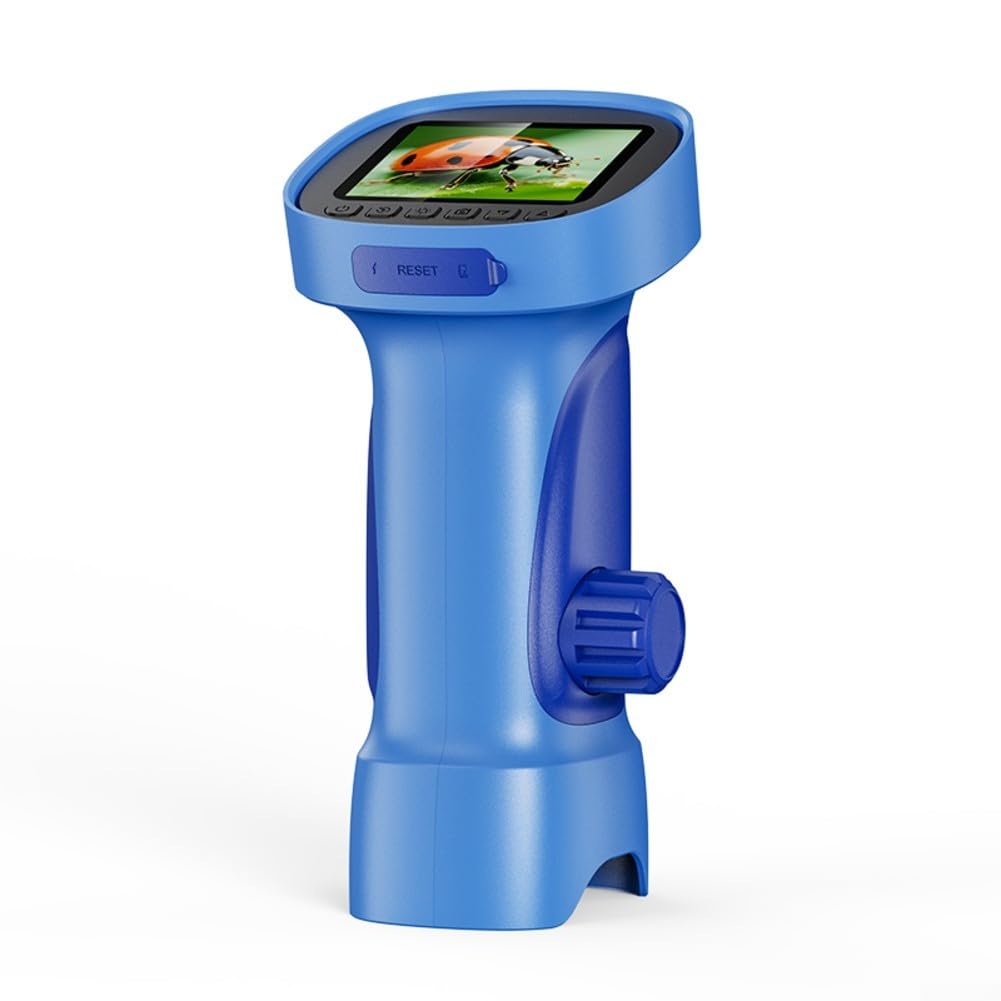 4K Digital-Mikroskop, 1000-fache Vergrößerung, tragbares Discovery-Miniskop mit 6,1 cm IPS-Bildschirm, 8 LED-Leuchten für Outdoor-Bildung, 395 blau
