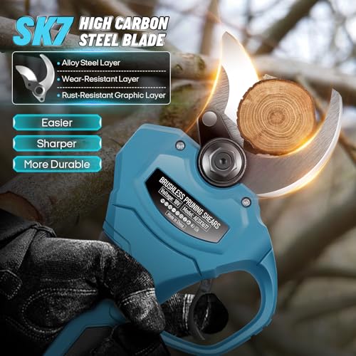 MaxEarn Cordless Electric Pruning Shears for Makita 18V, 40mm Brushless Motor Secateurs Max Cut 65mm, LCD Display Electric Scissors Power Pruner with Case for Pruning Trees and Shrubs (NO Battery) - Image 4