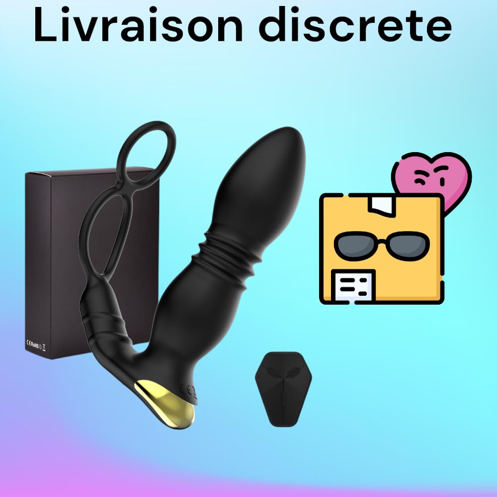 Plug anal |Vibromasseur de prostate | Application Masseur de Prostate Vibrant avec Anneaux de Pénis |9 Modes de Vibration | Plug anal Télécommandé | Sextoys pour la Stimulation Anale Couple