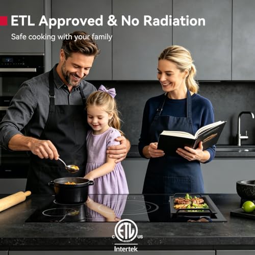 Image of GASLAND Electric Cooktop, 36 inch 5 Burners Built-in Electric Stove Top, 9200W Ceramic Top Radiant Cooktop with Touch Control, Timer, Child Lock, 9 Heat Level, Hard Wire, 220V