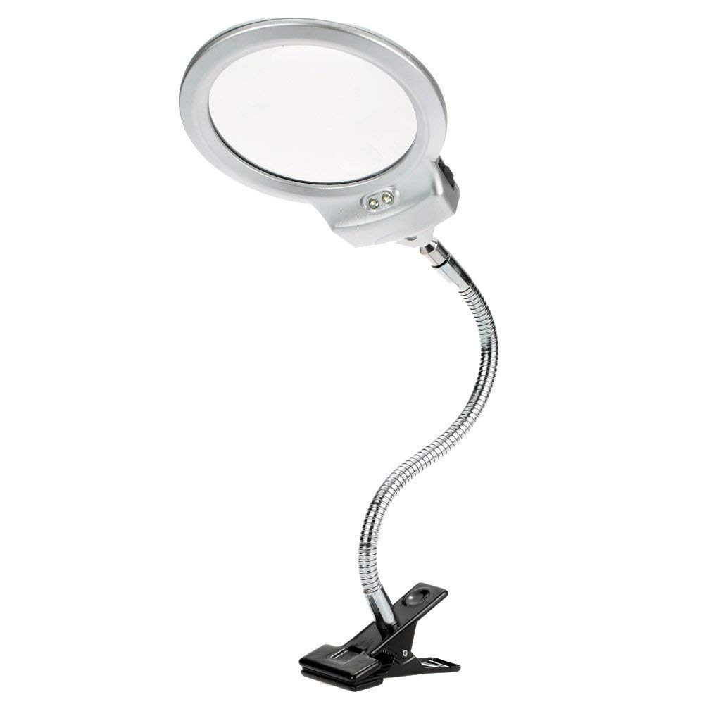Loupe portative éclairante à double lentille 2.5X 5X avec bras flexible