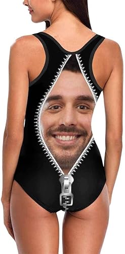 Vista 4 de Trajes de baño personalizados para mujer, trajes de baño personalizados con foto sin mangas, trajes de baño de una pieza personalizados