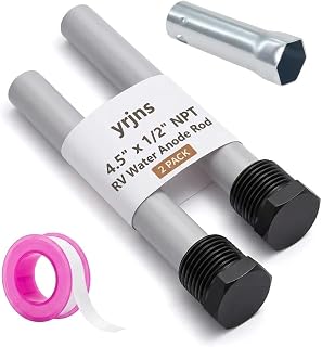 2 Pack 4.5" x 1/2" NPT RV Water Anode Rod with Socket | for Atwood Dometic Water Heater 11553, 4.5" x 1/2" NPT RV Water Anode Rod for RV, Camper and Trailer Water Heaters