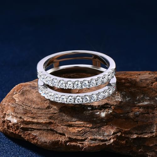 AINUOSHI Moissanite Wedding Band Half-eternity Engagement Anniversary Ring, S925 Sterling Silver Dainty Stacking Bridal Rings for Women 2mm Round Cut Ideal Trendy2