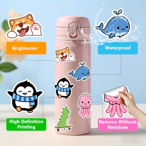 100 Waterproof Vinyl Animal Stickers for Kids, Cute Water Bottle Waterproof Laptop Stickers for Students Gifts Classroom Teacher Prizes Stocking Stuffers Sticker Pack for Kids Girls Teens(Animal-1) - image 4