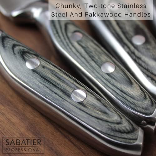 Sabatier Professional Kitchen Paring Knife - 3.5in/9cm Full Tang Blade Forged from High Chrome Taper Ground Stainless Steel, Twin Rivet Pakka Wood Handle. Sharper for Longer, by Taylors Eye Witness