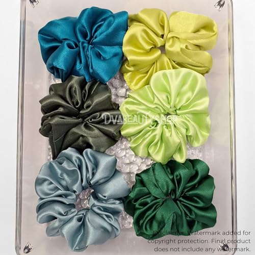 Image of Silk Satin Scrunchies (Pack of 6) - No Tug, No Damage Hair Ties for Women & Girls - Elegant & Comfortable (Pinapple)