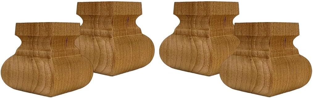 Square Squat Welsh Bun Foot - 2 Tall x 2 Wide (Cherry) (Set of 4)
