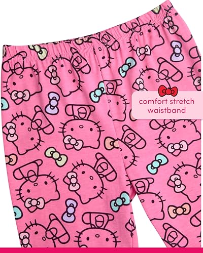 Image of Hello Kitty Girls Legging Set - 2 Piece Short Sleeve Graphic Tee Shirt for Girls and Matching Leggings for Kids Clothing Set