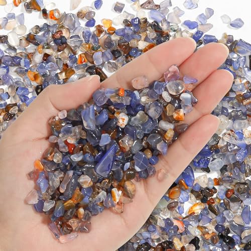 Aquarium Gravel Rocks, Blue Glass Pebbles for Fish Tank 2 lb